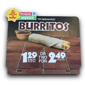Rare 1990s McDonald's Mexican Breakfast Burrito Vintage Translite Sign
